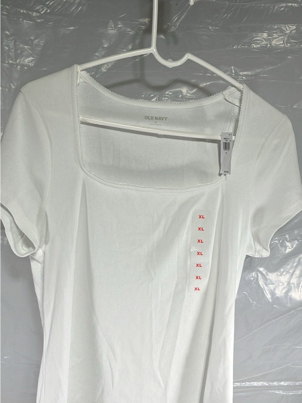 Old Navy White Square Neck Short Sleeve Tee